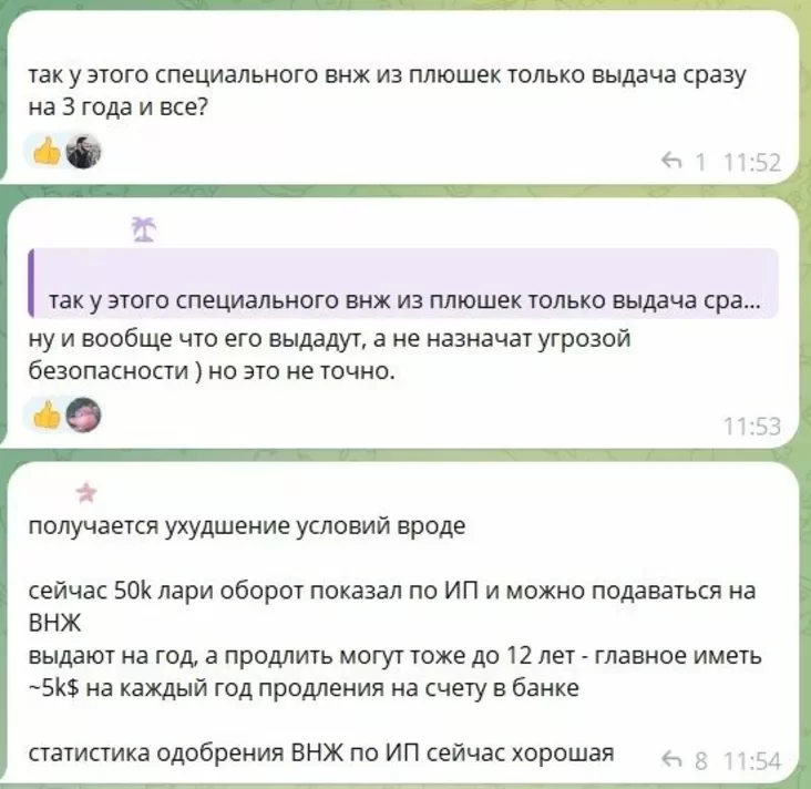 Мнение в одном из чатов, где есть белорусы в Грузии. Фото: скриншот из чата