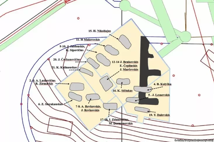 Schiema pachavańniaŭ na Zamkavaj hary