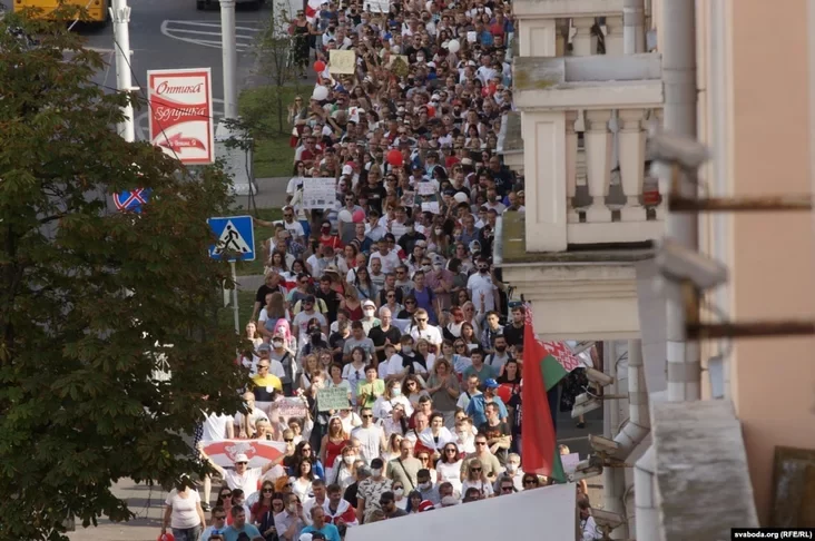 Paślavybarčy marš pratestu ŭ Homli 6 vieraśnia 2020 hodu